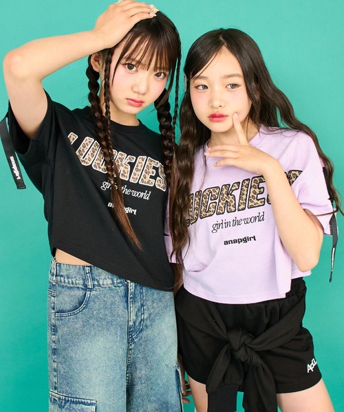 ANAP GiRL（アナップガール） tシャツ レオパード柄 肩アキテープ