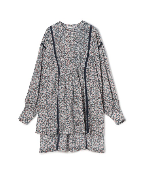 SOULEIADO◆長袖ブラウス/36/コットン/BLU/総柄/75-01-24-01301 SOULEIADO ブラウス シャツ コットンカットジャカード