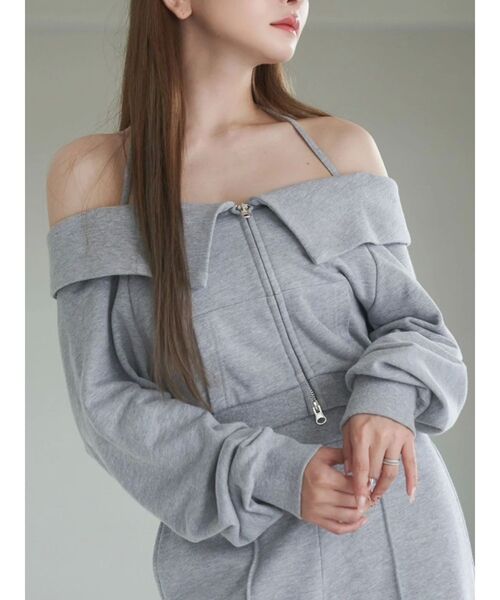tシャツ 「SETUP着用可」オフショルパーカーデザインTOP レディース