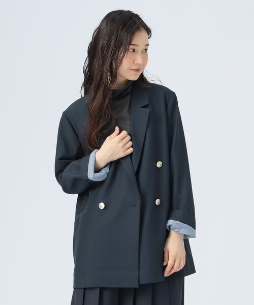 極美品●BEAMS 紺ブレ テーラードジャケット 金ボタン オーバーサイズ BEAMS ビームス BEAMS F 金ボタン 紺ブレ ダブル ブレザー テーラード