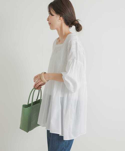 「URBAN RESEARCH DOORS」 7分袖チュニック MEDIUM オフホワイト レディース