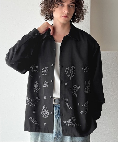 JUNKY'S PARADISE 刺繍シャツ 黒 000000001855_sKOuwbs.jpg
