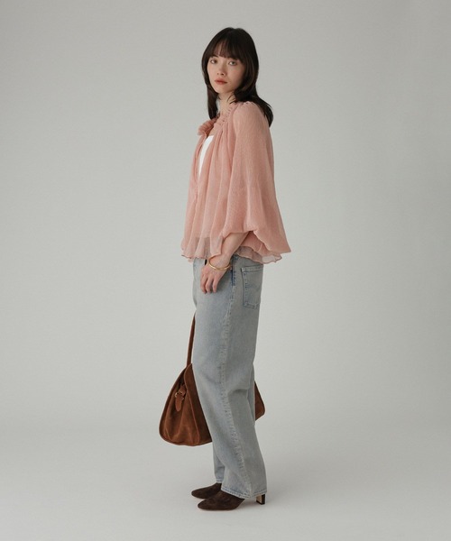 BABYLONE 2WAYオーガンジーブラウス　バーガンディ BABYLONE（バビロン） ブラウス シャツ 2WAY楊柳ブラウス レディース