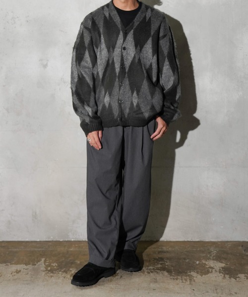 TOWNCRAFT アーガイルカーディガン　サイズXL グリーン TOWNCRAFT（タウンクラフト）】SHAGGY SOLID CARDIGAN