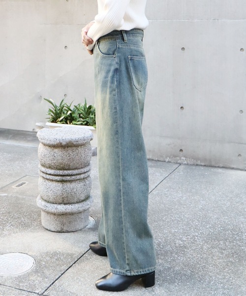 「attiree」 加工デニムパンツ LARGE ブルー レディース_画像9