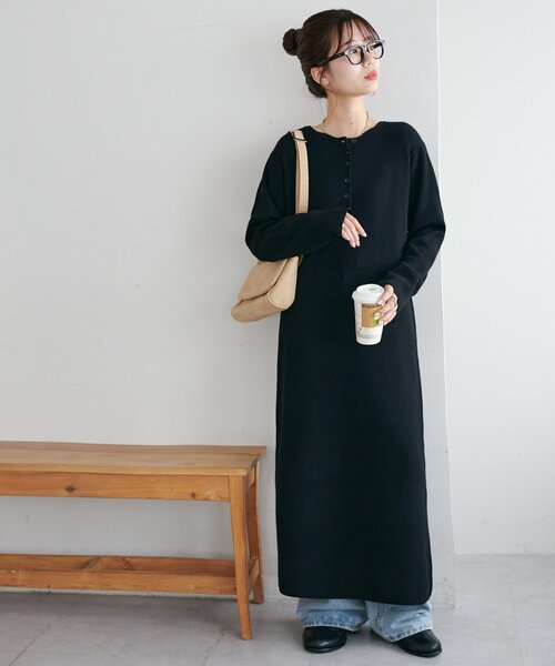 Discoat（ディスコート） ワンピース モチモチリブヘンリーワンピース