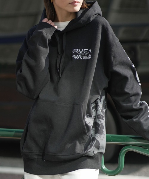 メンズビッグシルエット RVCA バックプリントロゴ プルオーバーパーカーS RVCA ルーカ プルオーバー パーカー メンズ バックプリント ロゴ 裏