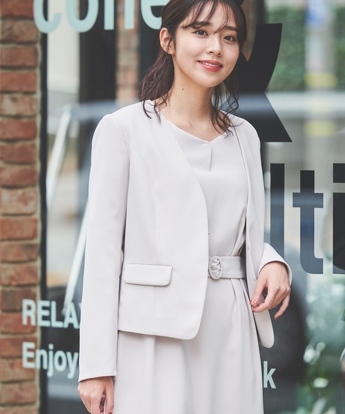 「Debut de Fiore」 ノーカラージャケット 34 ピンク レディース_画像3