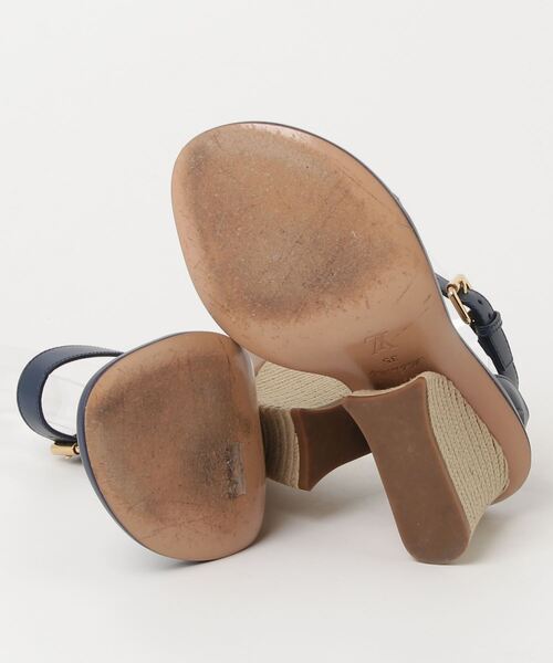 「LOUIS VUITTON」 ヒールサンダル 35 ネイビー レディースの画像