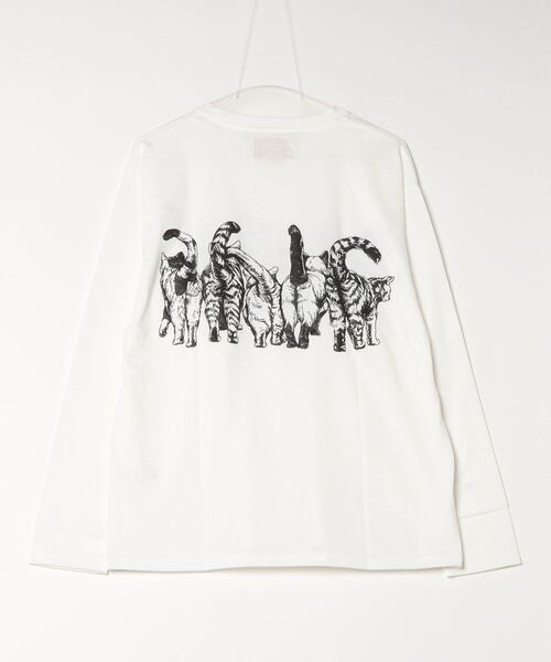 tシャツ 度詰め天竺 アニマル前後 プリント 長袖Tシャツ 猫  キャット CORISCO メンズ レディース | CORISCO | 20