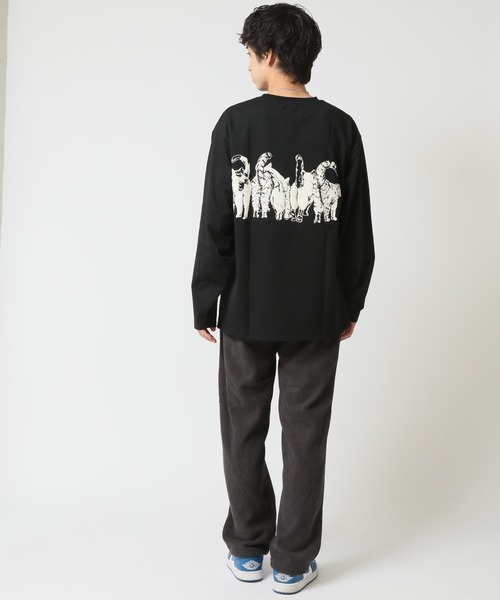 tシャツ 度詰め天竺 アニマル前後 プリント 長袖Tシャツ 猫  キャット CORISCO メンズ レディース | CORISCO | 10