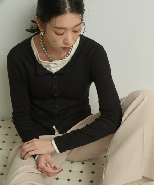 アールジュビリー　リブカーディガン MERYLL ROGGE | SHRUNKEN CARDIGAN