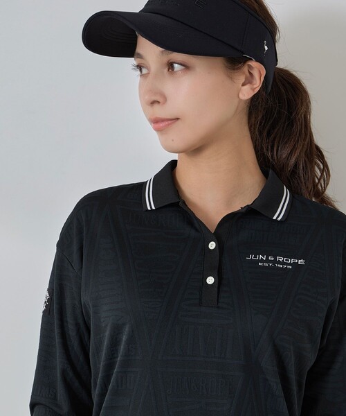 JUN&ROPE'（ジュンアンドロペ） ポロシャツ ポロ ペナント柄JQ長袖ポロ