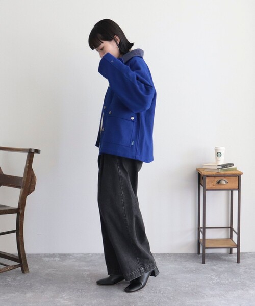 「GEVACO」 ジャケット 38 ロイヤルブルー レディース_画像3