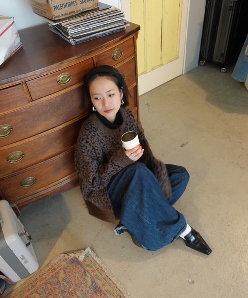 TEEN BOOP カーディガン レオパードルーズニットカーデ レディース