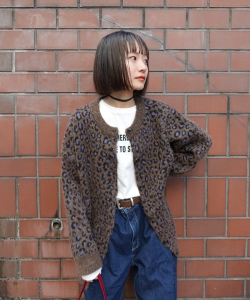 TEEN BOOP カーディガン レオパードルーズニットカーデ レディース