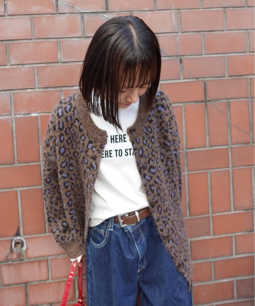TEEN BOOP カーディガン レオパードルーズニットカーデ レディース