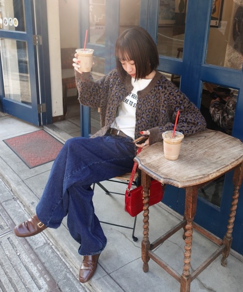 TEEN BOOP カーディガン レオパードルーズニットカーデ レディース