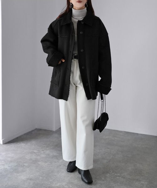 Riberry（リベリー） ムートンコート ボアコート ミドル丈ムートン
