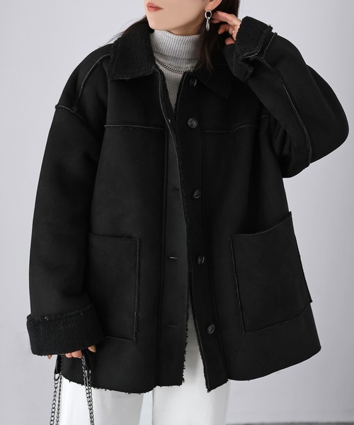 美品 HUGO BOSS ラムスキン 裏ボア リアルムートン ムートンコート 黒 Yahoo!オークション -「hugo boss ヒューゴボス ムートン」(ジャケット