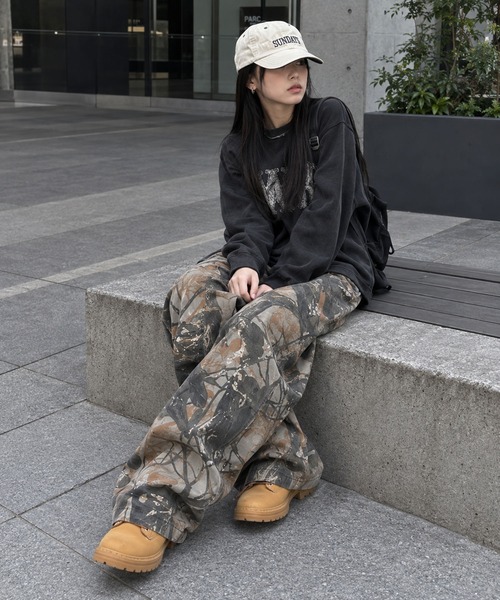 SPINNS（スピンズ） ワイドパンツ パンツ カモフラージュ柄バルーン