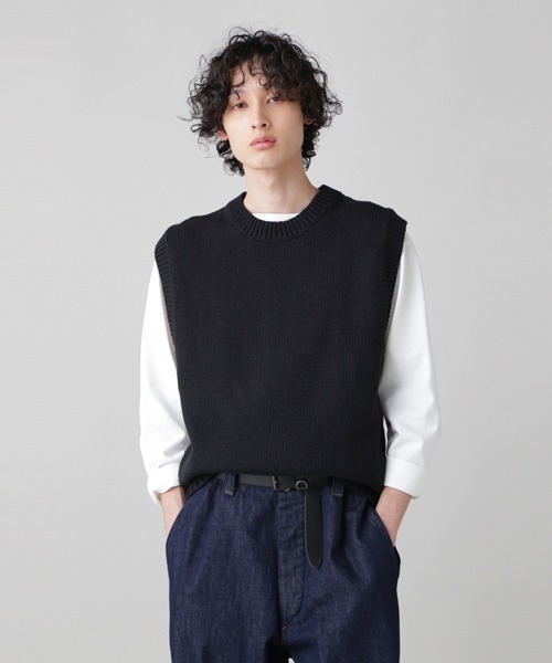 MHL.（エムエイチエル） ノースリーブニット LARGE ブラック メンズ