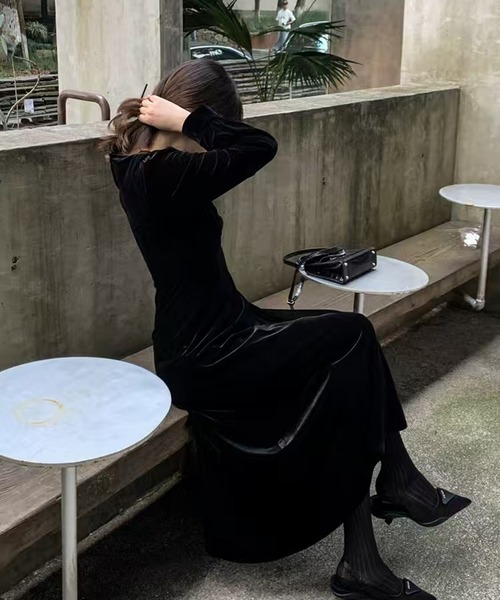 AsheKsha ワンピース ベルベットVネックロングドレス : ZOZOTOWN Yahoo