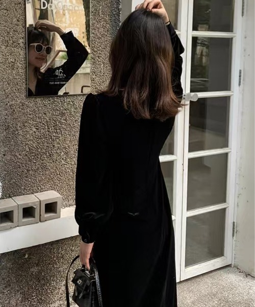 AsheKsha ワンピース ベルベットVネックロングドレス : ZOZOTOWN Yahoo