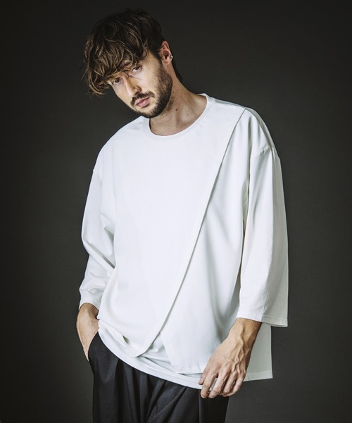 [NOiD] Tシャツ Mサイズ　白 NO ID.（ノーアイディー） tシャツ 「NO ID.」Slit Layered 8-Sleeve