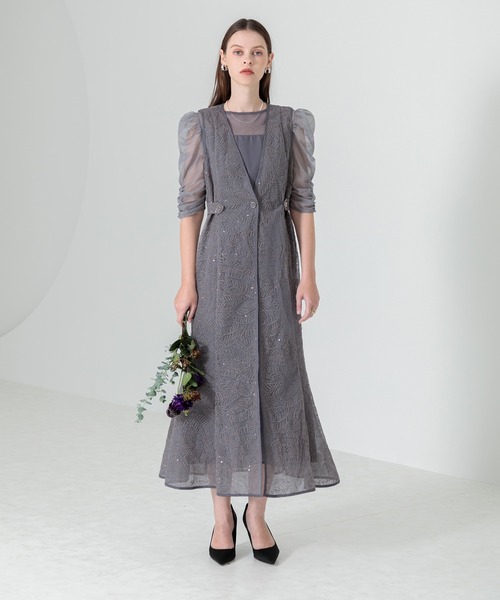 「Leja」 ノースリーブワンピース LARGE モカ レディースの画像