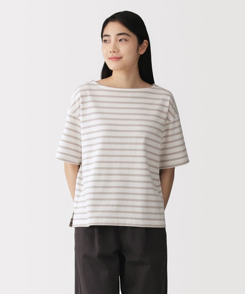 リカルド　無印 無印良品（MUJI） tシャツ 半袖 婦人 引き揃え天竺編みボートネック