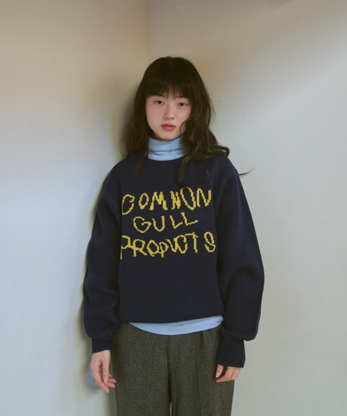 common gull products. 長袖ニット MEDIUM ネイビー レディース 