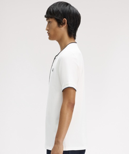 FRED PERRY フレッドペリー ヘンリーネック Tシャツ 白 FRED PERRY（フレッドペリー） ヘンリーネック tシャツ Four Button
