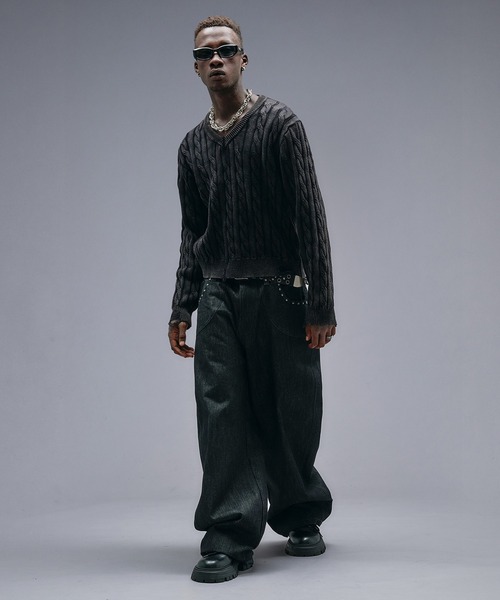 「ANDER HUNK」 長袖ニット LARGE ブラック メンズ_画像6