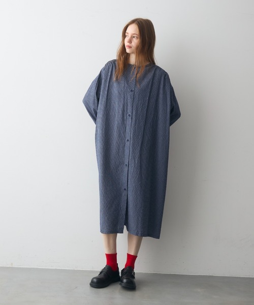 【新品】PRIDE グロッシークリスプワンピース 23SS 白 38 Crisp（クリスプ） ワンピース チェックスモックロングワンピース