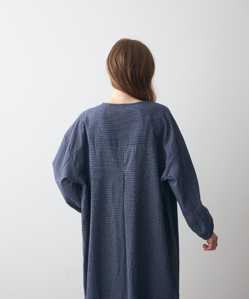 Crisp（クリスプ） ワンピース チェックスモックロングワンピース