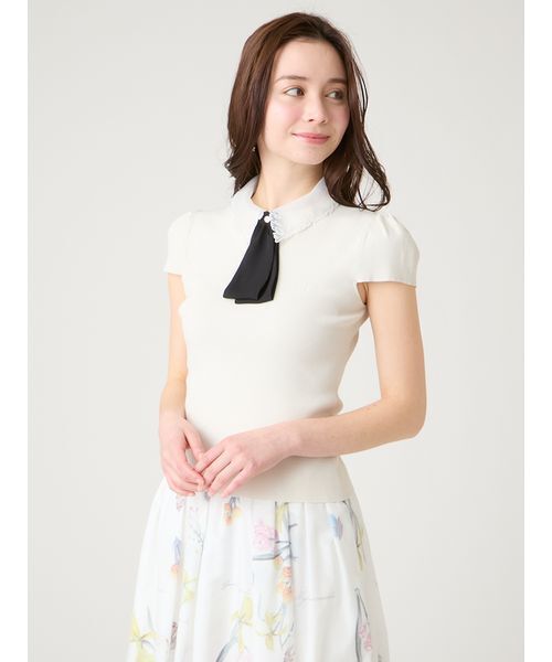 ニット セーター 「REDOUTE」衿付きニットプルオーバー レディースの画像