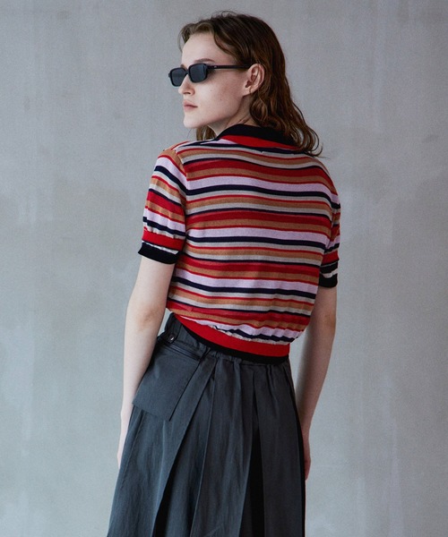 MAISON SPECIAL（メゾンスペシャル） ポロシャツ ポロ Sheer Border