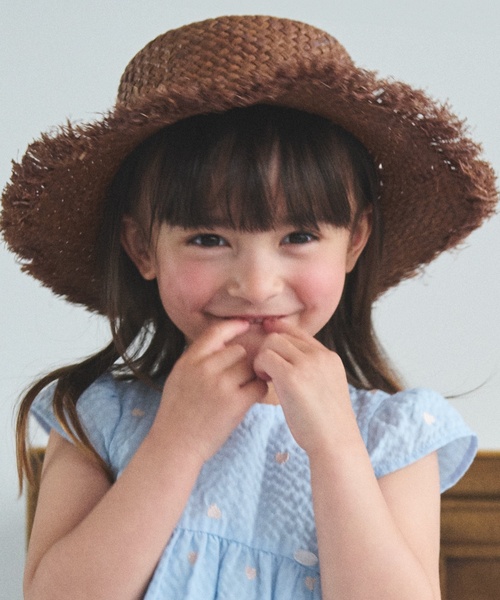 petit main キャップ 帽子 ラフィアハット キッズ 子供 女の子