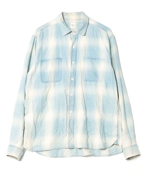新品未使用　Ron Herman　リネンシャツ　長袖　L　日本製 美品〉Ron Herman ロンハーマン【L】長袖リネンシャツ ブルー 中古