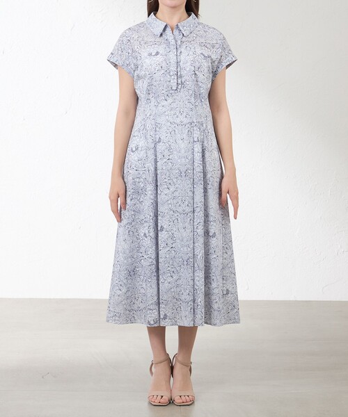 新品☆AMACA アマカ【 LIBERTY】フレンチスリーブワンピース・サンプル AMACA（アマカ） ワンピース 半袖 「LIBERTY」Indigo Morris