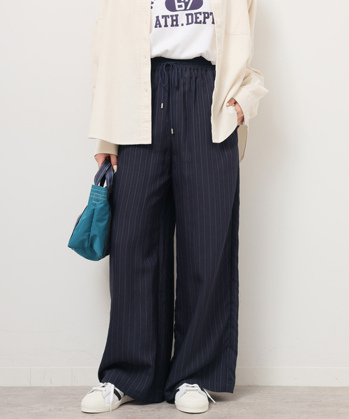 ワイドパンツ パンツ 「追加2」N/Rダブルストライプパンツ レディースの画像