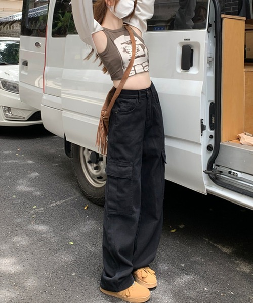 「DAY CLOSET」 デニムハーフパンツ M ブラック レディース_画像4