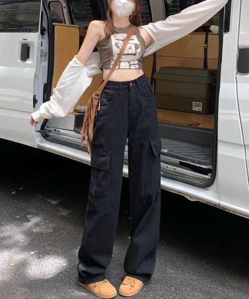 「DAY CLOSET」 デニムハーフパンツ M ブラック レディース_画像5