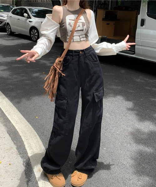 「DAY CLOSET」 デニムハーフパンツ M ブラック レディース_画像6