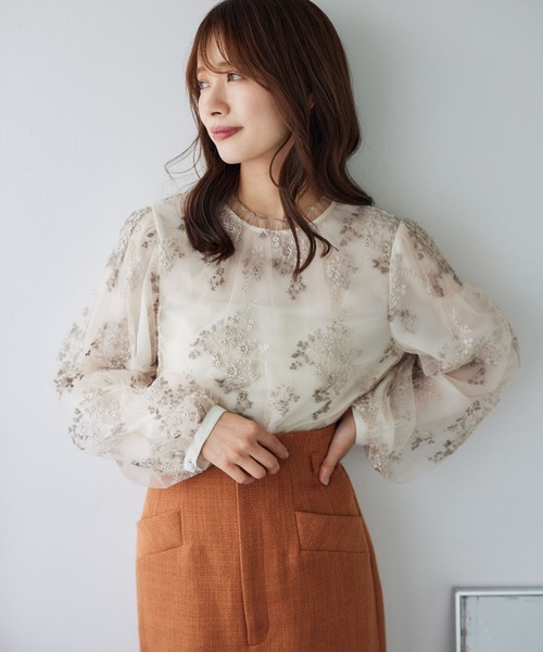 「mysty woman」 長袖ブラウス FREE モカ レディース_画像2