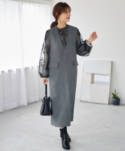 「mysty woman」 長袖ブラウス FREE モカ レディース_画像6