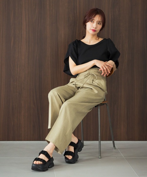 「mysty woman」 半袖カットソー FREE ブラック レディース_画像6