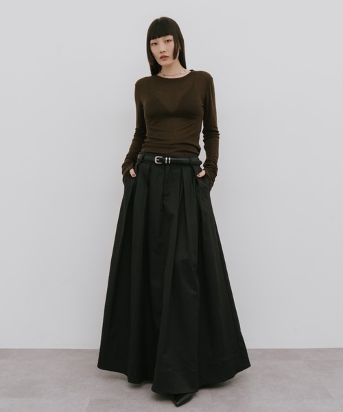 HANNE ロング スカート タックフレアマキシスカート : ZOZOTOWN Yahoo