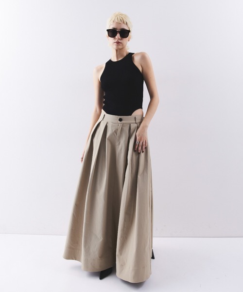 HANNE ロング スカート タックフレアマキシスカート : ZOZOTOWN Yahoo